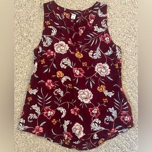 Old Navy Maroon Floral Tank Top Size Small